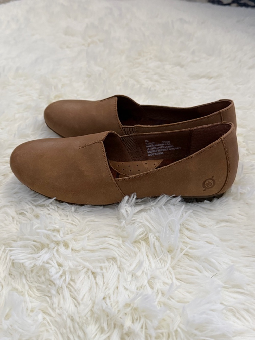 Born Sebra Leather Slip-On Loafers | Tan Brown Comfort Flats | Casual - Picture 9 of 14